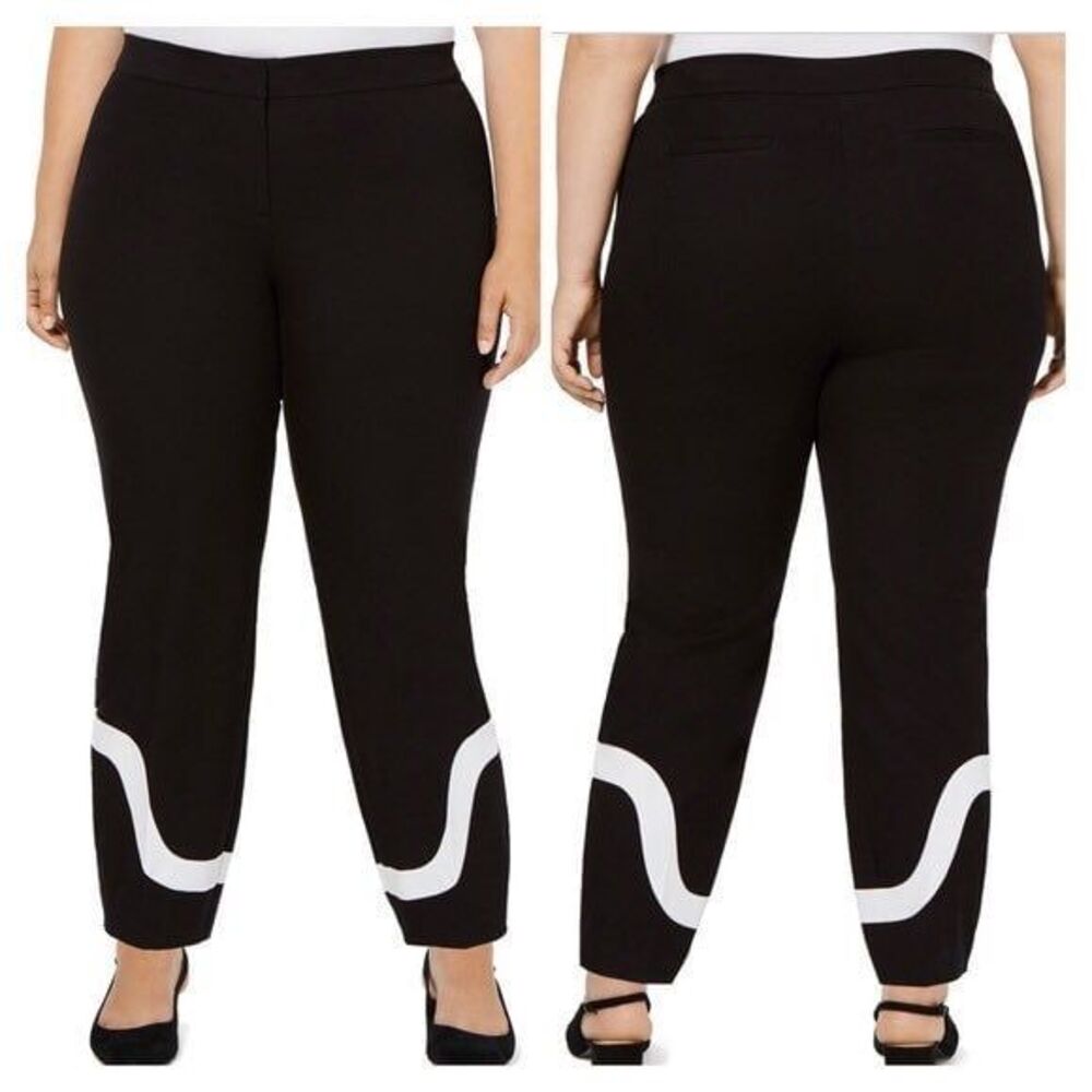 Alfani Pants Womens Plus 24W Black & White Ankle Comfort Waist‎